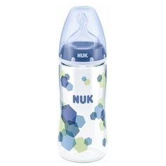 NUK First Choice Plus бутылочка из полипропилена 300 мл c соской из силикона, размер 1 с рождения, синий