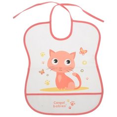 Canpol Babies Нагрудник Soft Plastic bib, 1 шт., расцветка: розовый/кошка