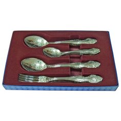 Павловский завод им. Кирова Набор столовых приборов Тройка, 18 предметов серебристый/художественная роспись