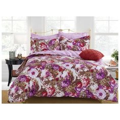 Постельное белье 1.5-спальное Cleo Satin Lux 485-SL, сатин, 70 х 70 см фиолетовый/красный