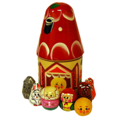 Русская народная игрушка Пальчиковый театр в домике Колобок (Р-45/775)