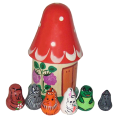 Русская народная игрушка Пальчиковый театр в домике Теремок (Р-45/778)