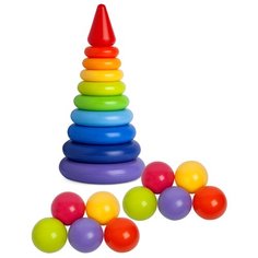 Пирамидка Росигрушка Радуга Макси 2156 с мячиками, 21 деталь