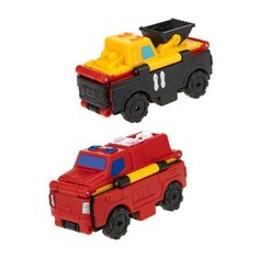 Машинка 1 TOY Transcar Double 2 в 1: Погрузчик/Пожарная машина (Т18286) 8 см желтый/черный/красный