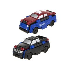 Машинка 1 TOY Transcar Double 2 в 1: Такси/Пикап (Т18281) 8 см красный/синий/черный