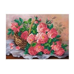 Канва для вышивания с рисунком М.П.Студия Корзина роз Г-087, многоцветный 50 х 40 см
