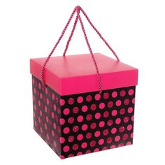 Коробка подарочная РЕМЕКО Горошек 20 x 20 x 20 см розовый