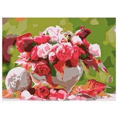 Рыжий кот Картина по номерам "Красивый розовый букет" 22х30 см (HS175)