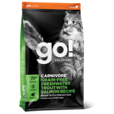 Корм для котят и кошек GO! Carnivore при чувствительном пищеварении, беззерновой с форелью и лососем 1.36 кг