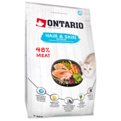 Корм для кошек Ontario для здоровья кожи и блеска шерсти, с лососем 2 кг