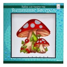 Рыжий кот Набор для вышивания бисером Яркие грибочки 15 х 15 см (BL122)