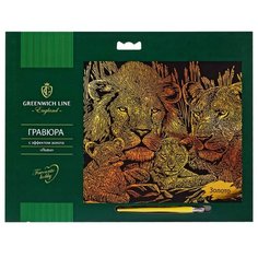 Гравюра Greenwich Line Львы EA_22539 золотистая основа