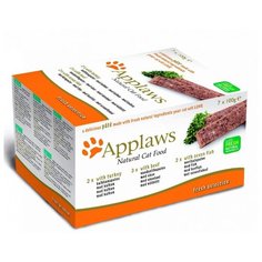Корм для кошек Applaws с индейкой, с говядиной, с океанической рыбой 7шт. х 100 г (паштет)