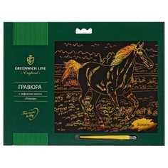 Гравюра Greenwich Line Лошадь EA_22545 золотистая основа