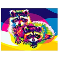 Цветной Картина по номерам "Радужный енот" 30х40 см (EX5387)