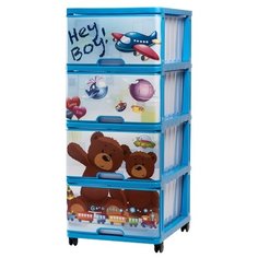 Бельевой комод Dunya Plastik Пластиковый с рисунком 4 ящика hey boy