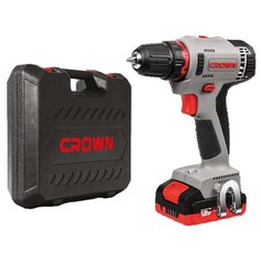 Аккумуляторная дрель-шуруповерт CROWN CT21081H-2 BMC Li-Ion 2.0 А·ч 12 В х2 кейс 30 Н·м серый/черный