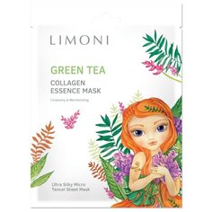 Limoni Тканевая маска для лица тонизирующая с зелёным чаем и коллагеном Green Tea Collagen Essence Mask, 25 г