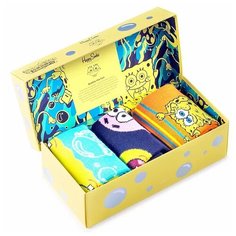 Носки Happy Socks SpongeBob 3-pack Gift Box, 3 пары, размер 41-46, разноцветный