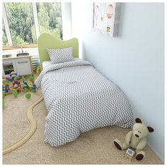 Пододеяльник Amarobaby хлопок 145 х 210 см зигзаг/серый