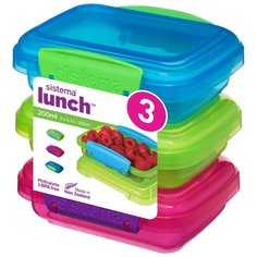 Sistema Набор контейнеров для продуктов Lunch 41524 синий/зеленый/розовый