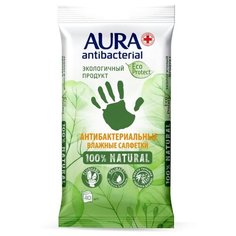 Влажные салфетки Aura ECO Protect Flushable антибактериальные, 40 уп.
