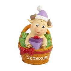 Статуэтка Феникс Present Бычок в корзинке, 8.5 см коричневый