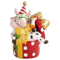 Статуэтка Феникс Present Бычок-подарок, 9 см красный/белый