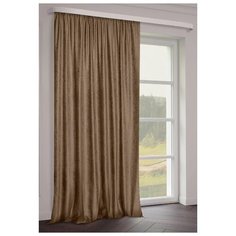 Портьеры ТД Текстиль Бархат Монограмма на ленте 270 см, 1 шт. коричневый