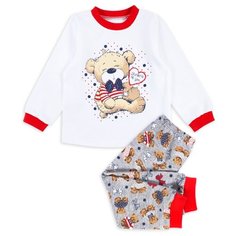 Пижама Веселый Малыш размер 92, белый/серый
