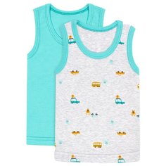 Майка Веселый Малыш 2 шт., размер 110, серый/зеленый