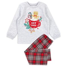 Пижама Веселый Малыш размер 134, серый/красный