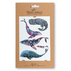 Miami tattoos Набор переводных тату Whales синий
