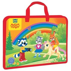 Мульти-Пульти Папка с ручками на молнии Для девочек A4, пластик, 40 мм оранжевый/зеленый