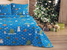 Постельное белье La Marka Home Новый год Blue Комплект 1.5 спальный Бязь 37188