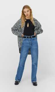 Stradivarius Трикотажное Боди С Разрезом Женская Коллекция Черный M
