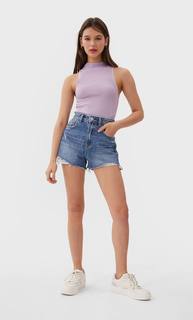 Stradivarius Джинсовые Шорты С Разрывами Женская Коллекция Светлый Деним 34
