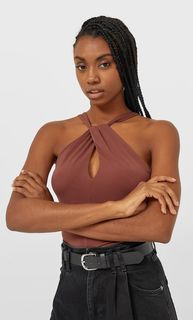 Stradivarius Трикотажное Боди С Разрезом Женская Коллекция Multicolor S