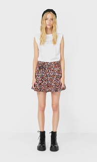 Stradivarius Юбка-Шорты Струящегося Кроя С Принтом Женская Коллекция Multicolor S