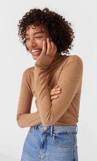 Stradivarius Свитер С Высоким Воротником Женская Коллекция Бежевый L