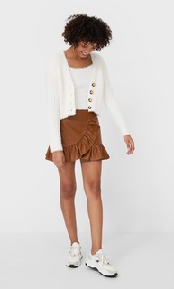 Stradivarius Топ Из Мягкой Ткани Женская Коллекция Цвет Небеленого Полотна M