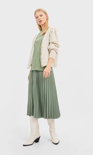 Stradivarius Базовая Футболка Женская Коллекция Зеленый Xs