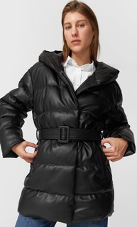 Stradivarius Пуховик Из Искусственной Кожи Женская Коллекция Черный M