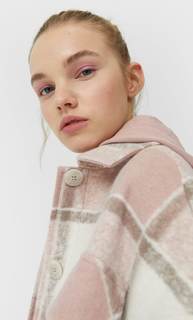 Stradivarius Трикотажная Куртка В Клетку Женская Коллекция Пастельно-Розовый Xl