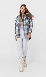 Stradivarius Трикотажная Куртка В Клетку Женская Коллекция Небесно-Голубой S