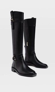 Stradivarius Сапоги На Низком Каблуке И С Пряжкой Женская Коллекция Черный 36