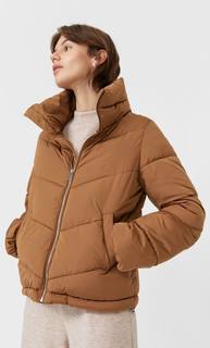 Stradivarius Стеганая Куртка С Высоким Воротником Женская Коллекция Жженый Xs