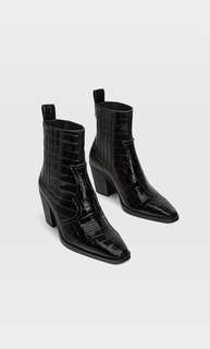 Stradivarius Ботильоны В Стиле Кантри С Тиснением Женская Коллекция Черный 36