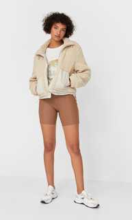 Stradivarius Куртка Из Двух Типов Материала Женская Коллекция Multicolor S