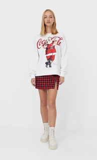 Stradivarius Толстовка Coca-Cola Женская Коллекция Цвет Небеленого Полотна M